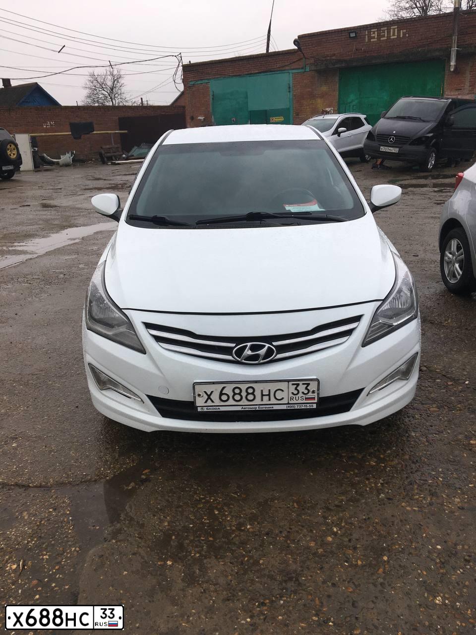 Фото автомобиля HYUNDAI SOLARIS, 2014 — госномер В552МН193. Цвет: Белый