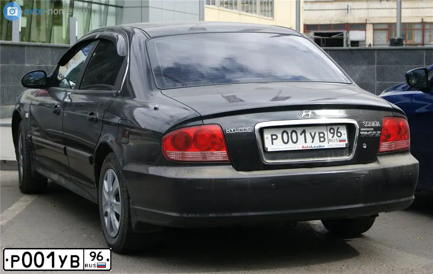 Фото автомобиля TAGAZ SONATA, 2010 — госномер Р001УВ96. Цвет: ЧЕРНЫЙ