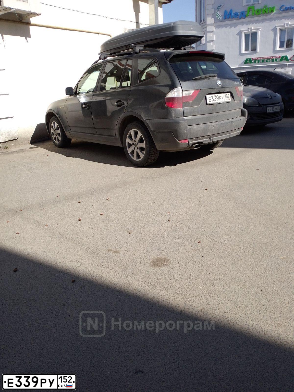 Фото автомобиля BMW X3, 2007 — госномер Е339РУ152. Цвет: ЧЕРНЫЙ