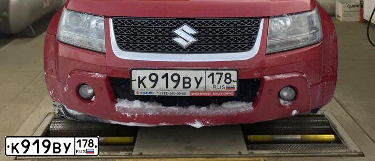 Фото автомобиля SUZUKI /GRAND/ VITARA, 2011 — госномер К919ВУ178. Цвет: КРАСНЫЙ