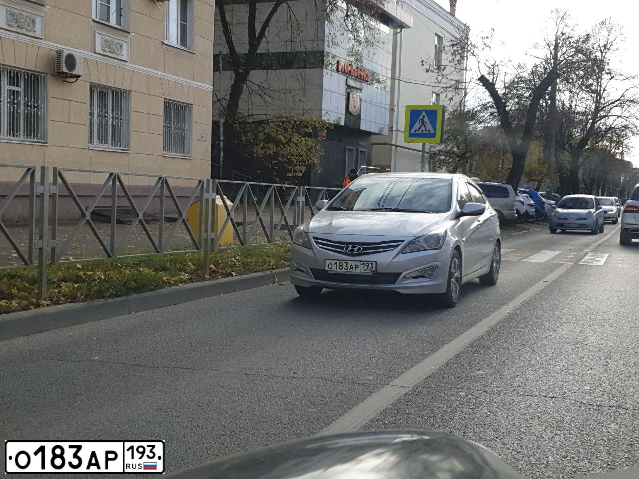 Фото автомобиля HYUNDAI SOLARIS, 2016 — госномер О183АР193. Цвет: Серебристый