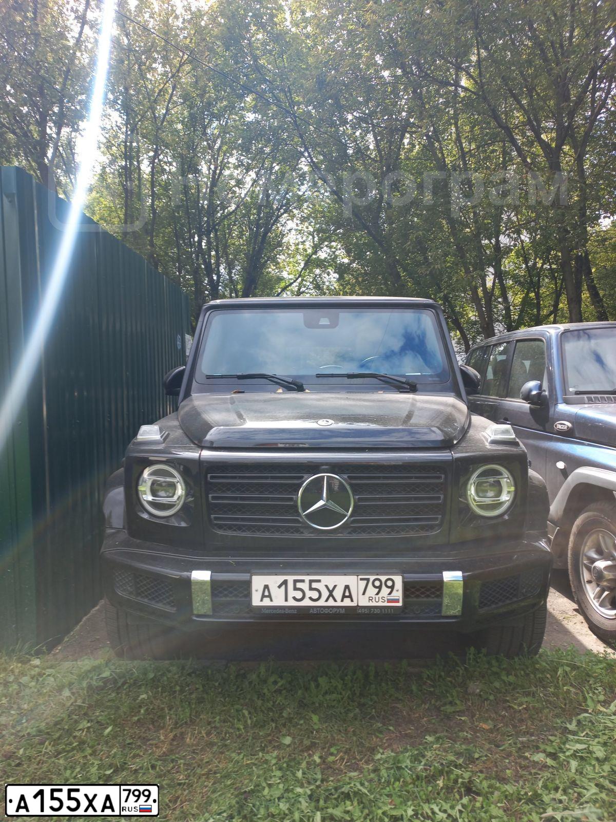 Фото автомобиля MERCEDES G-KLASSE, 2020 — госномер А155ХА799. Цвет: ЧЕРНЫЙ