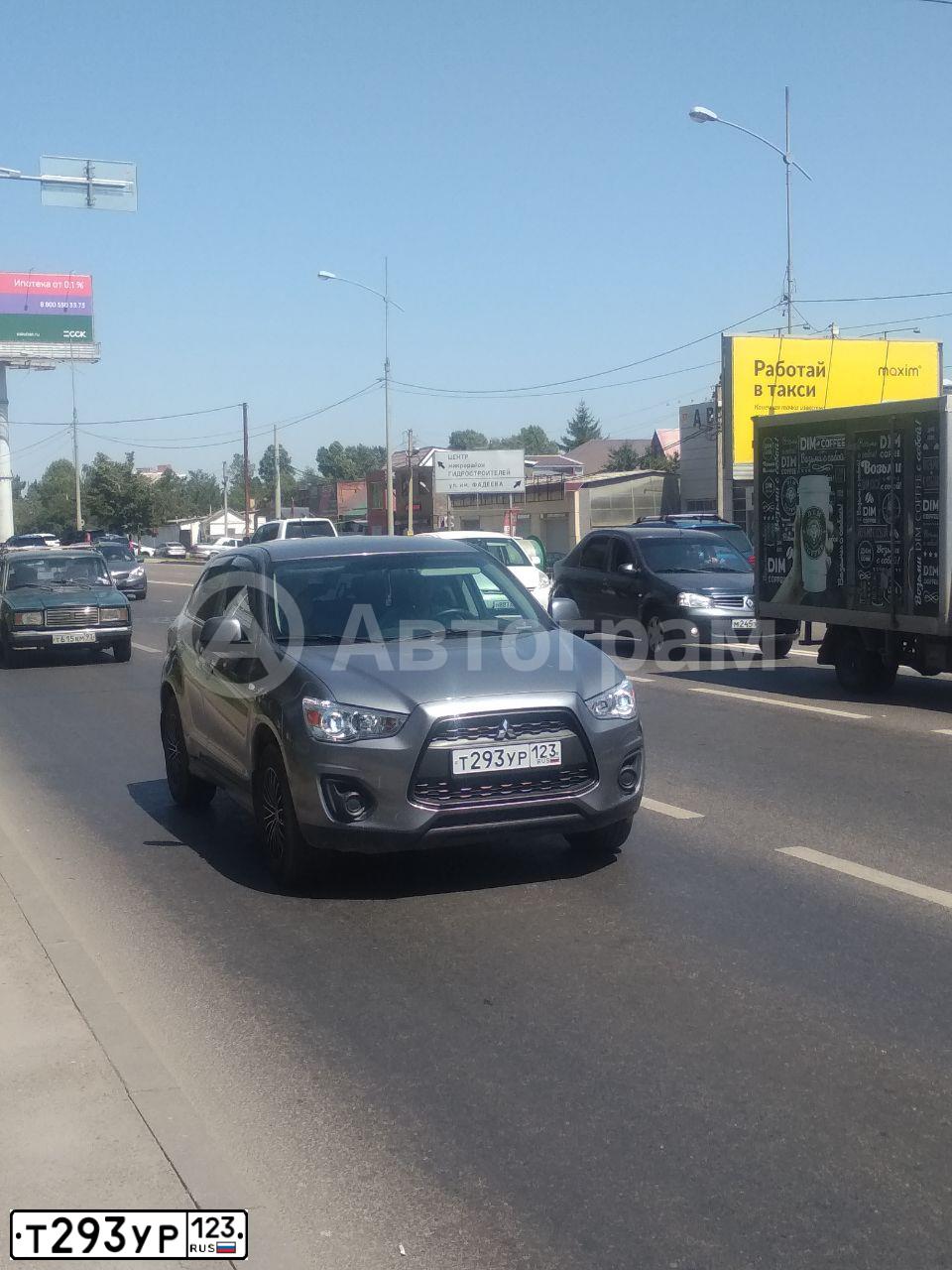 Фото автомобиля MITSUBISHI ASX, 2014 — госномер Т293УР123. Цвет: Серый