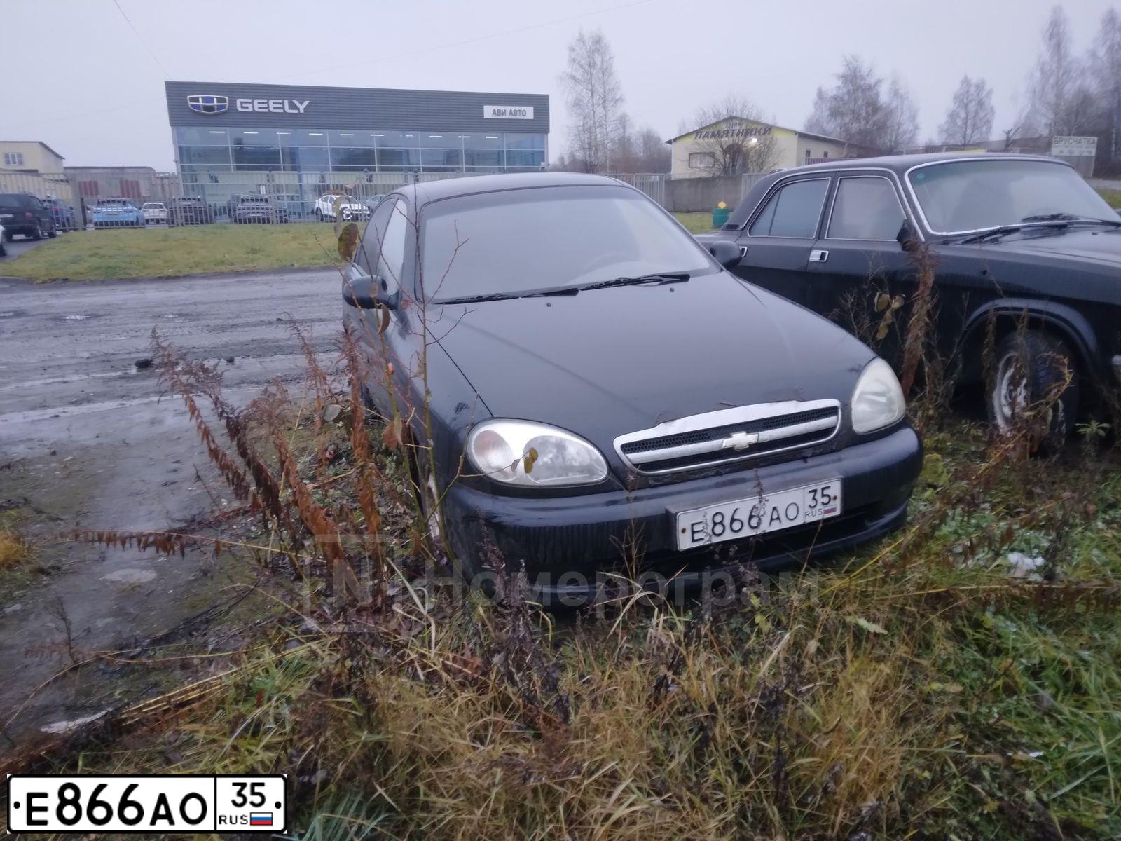 Фото автомобиля ZAZ LANOS, 2007 — госномер Е866АО35. Цвет: ЧЕРНЫЙ