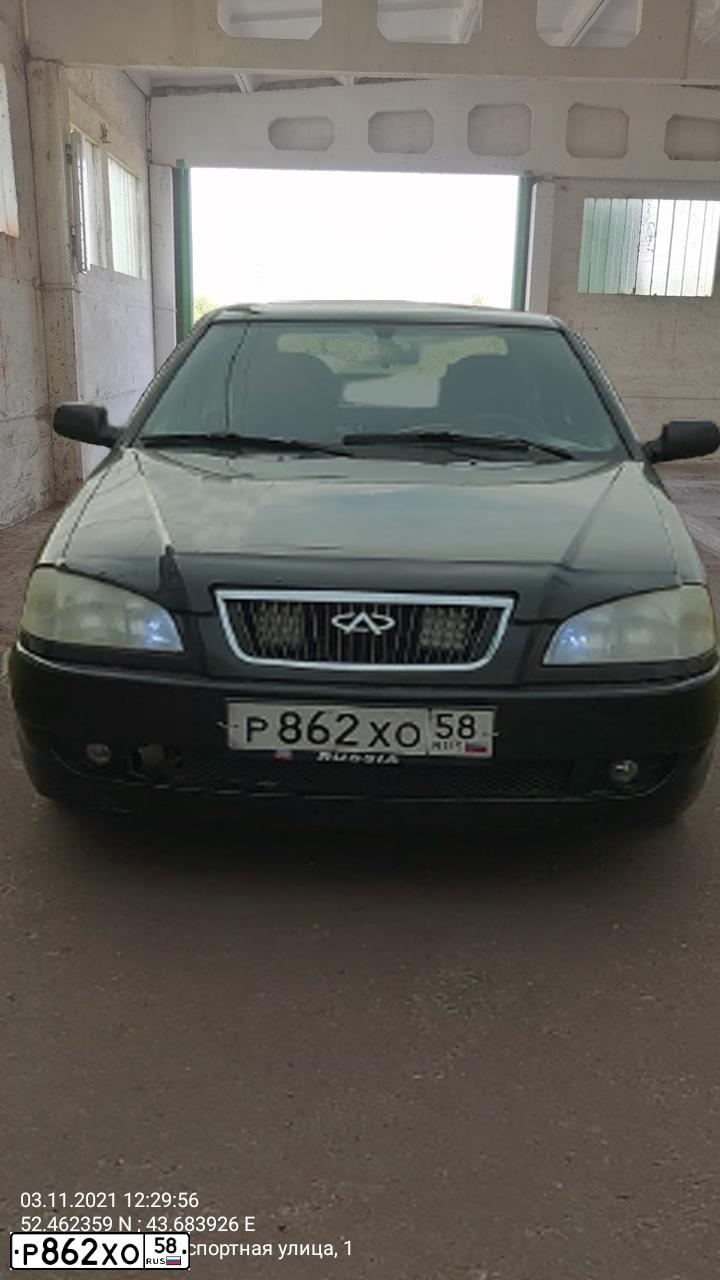 Фото автомобиля CHERY AMULET /FLAGCLOUD/, 2007 — госномер Р862ХО58. Цвет: ЧЕРНЫЙ
