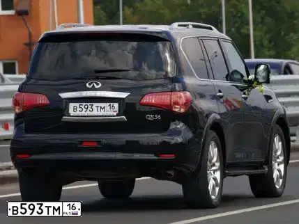 Фото автомобиля INFINITI QX80 /QX56/, 2011 — госномер В593ТМ16. Цвет: ЧЕРНЫЙ
