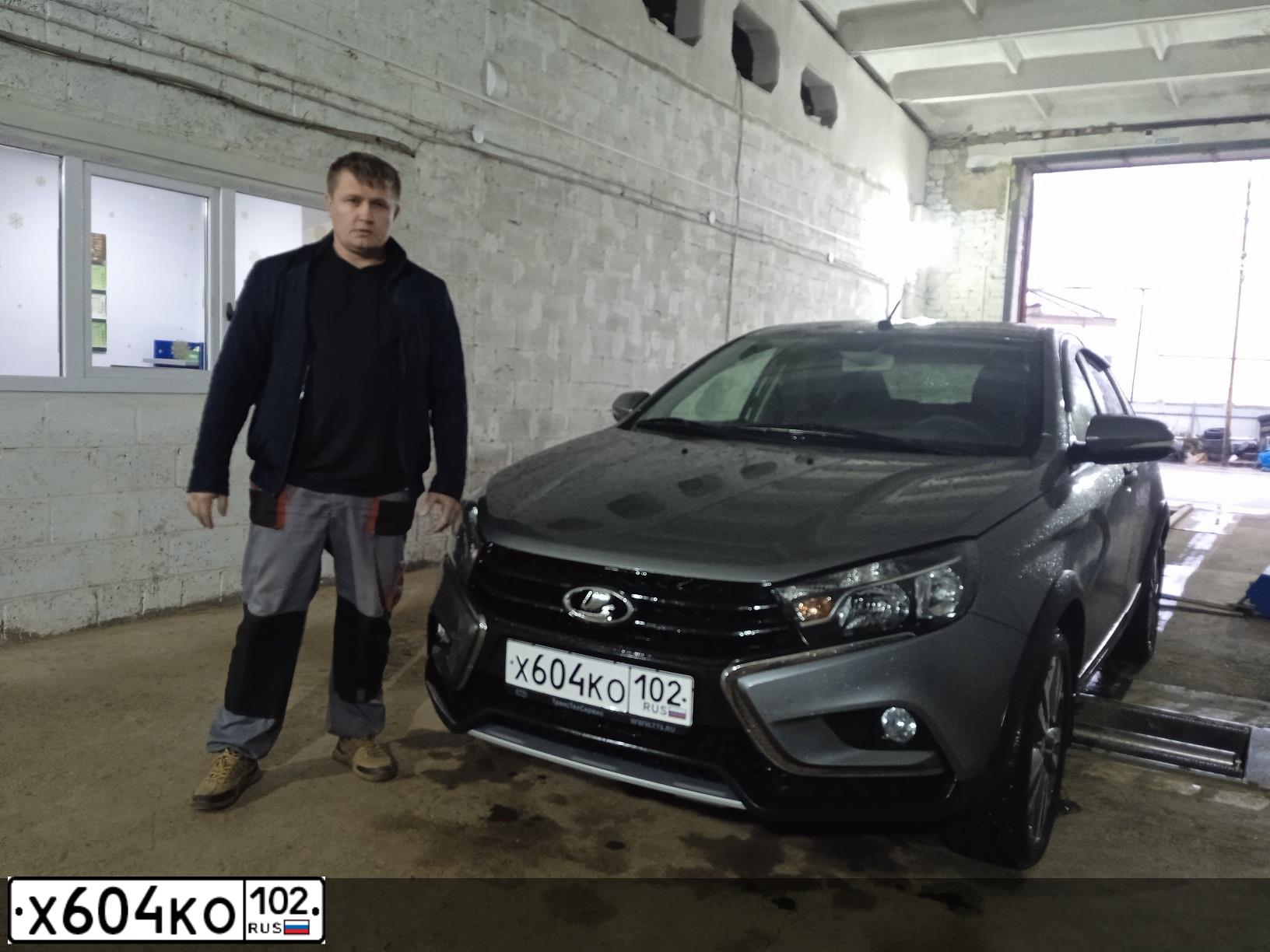 Фото автомобиля LADA VESTA, 2018 — госномер Х604КО102. Цвет: Серый