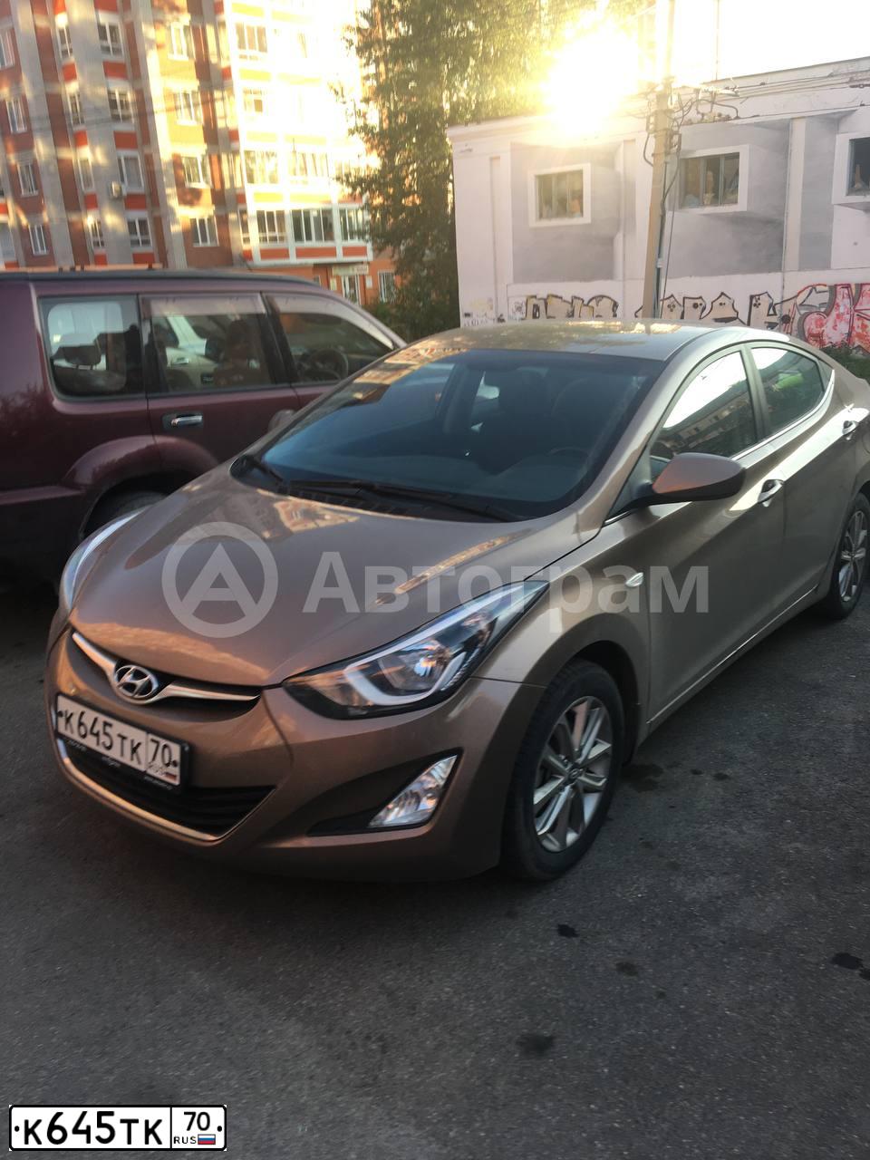 Фото автомобиля HYUNDAI ELANTRA, 2015 — госномер К645ТК70. Цвет: СВЕТЛО-КОРИЧНЕВЫЙ