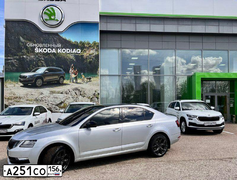 Фото автомобиля SKODA OCTAVIA, 2018 — госномер В165АУ156. Цвет: Серебристый