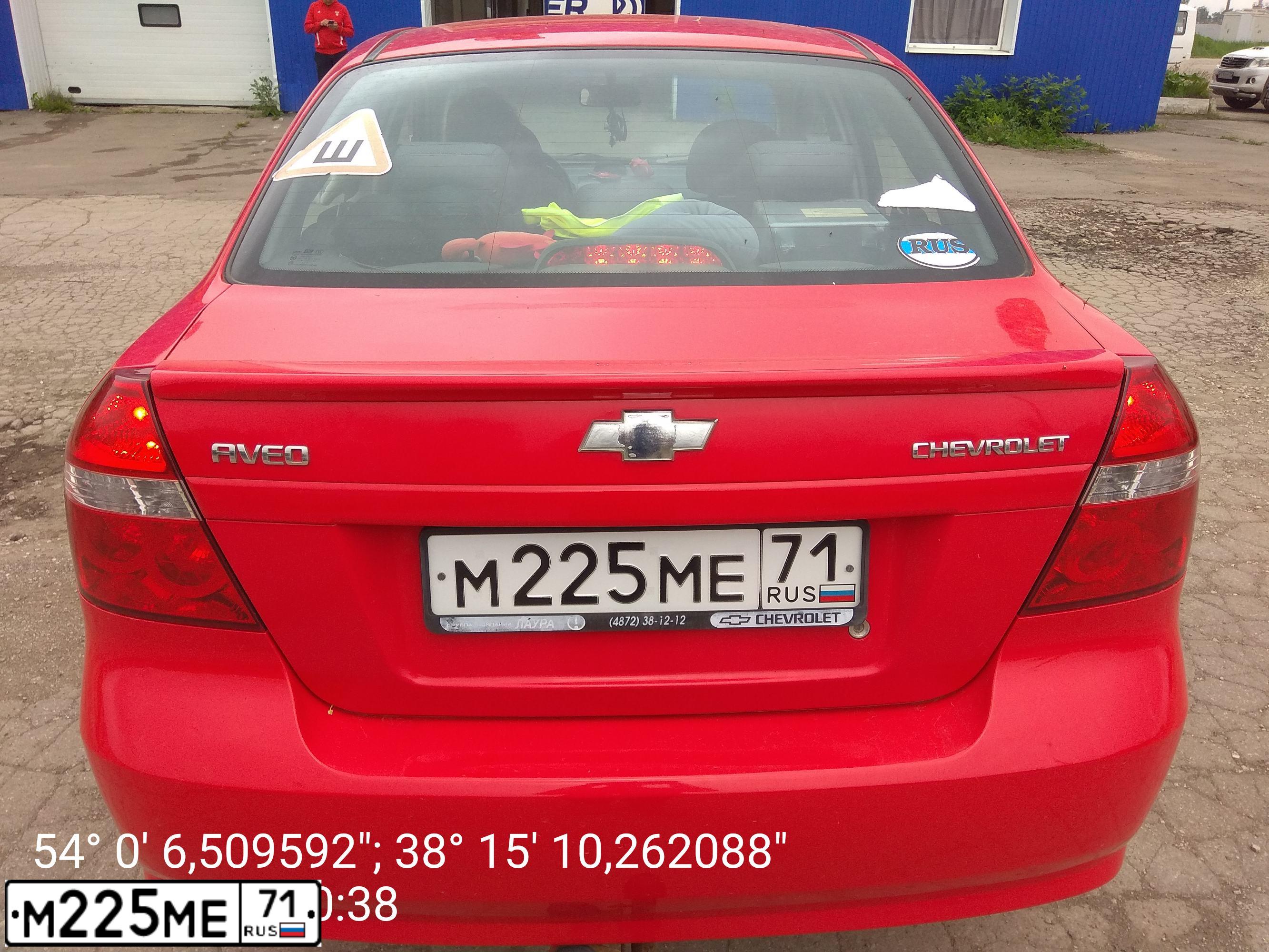 Фото автомобиля CHEVROLET AVEO, 2007 — госномер М225МЕ71. Цвет: Красный