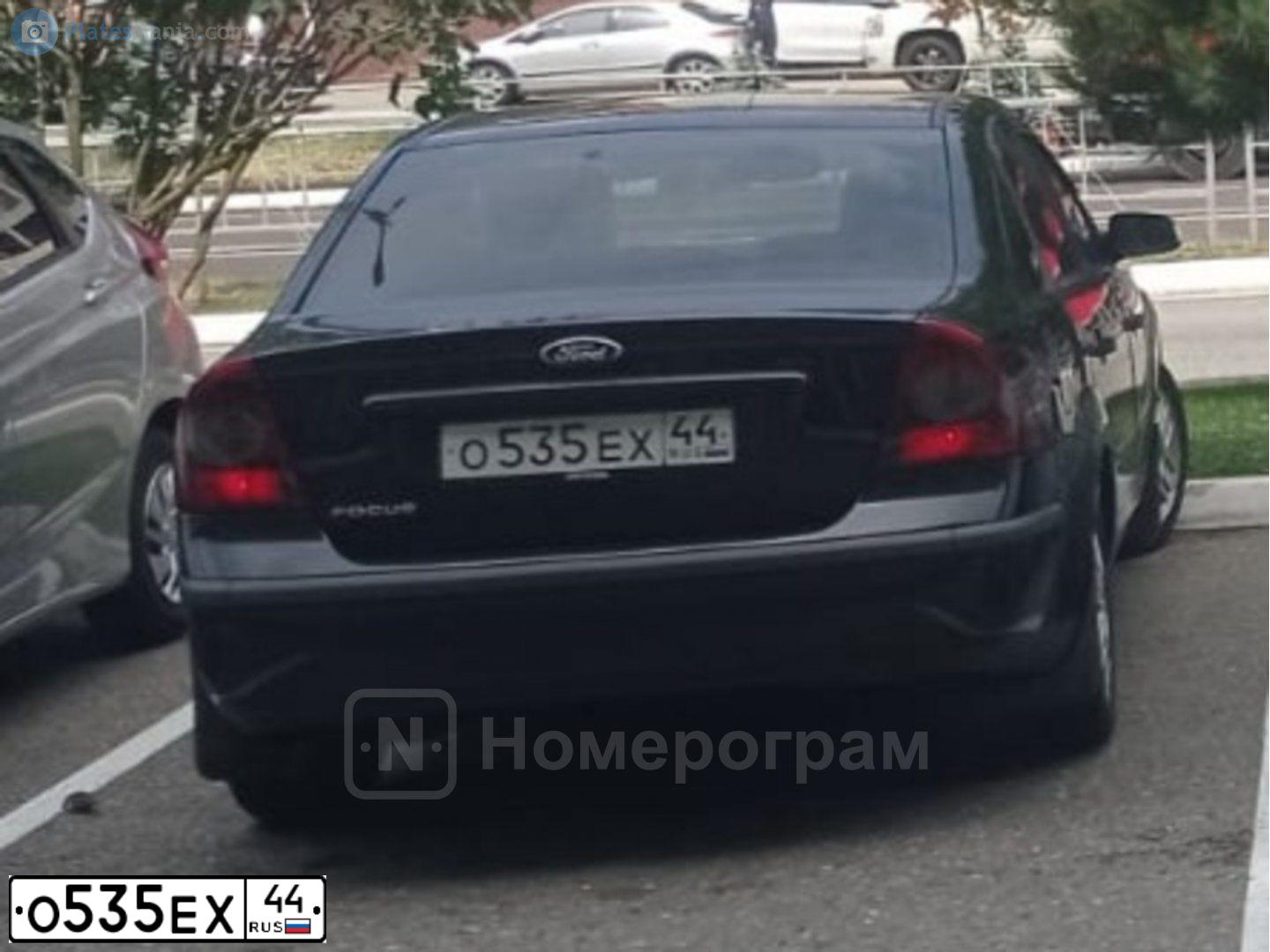 Фото автомобиля FORD FOCUS, 2007 — госномер О535ЕХ44. Цвет: ЧЕРНЫЙ