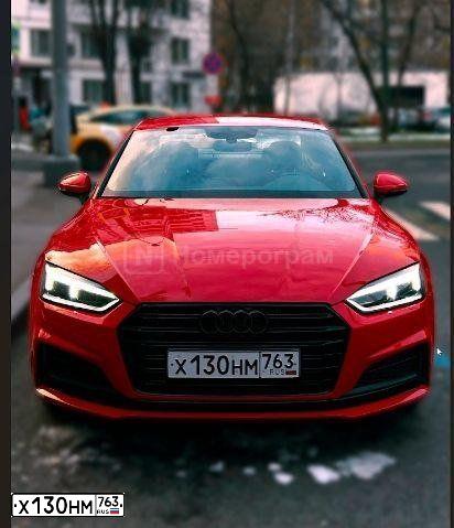 Фото автомобиля AUDI A5, 2016 — госномер Х130НМ763. Цвет: КРАСНЫЙ