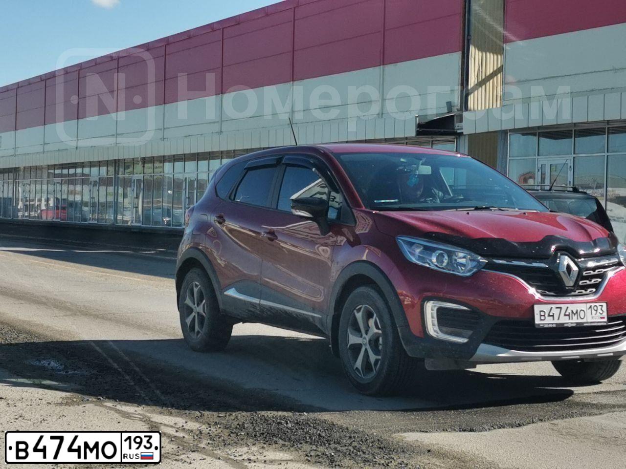 Фото автомобиля RENAULT KAPTUR, 2020 — госномер В474МО193. Цвет: Красный
