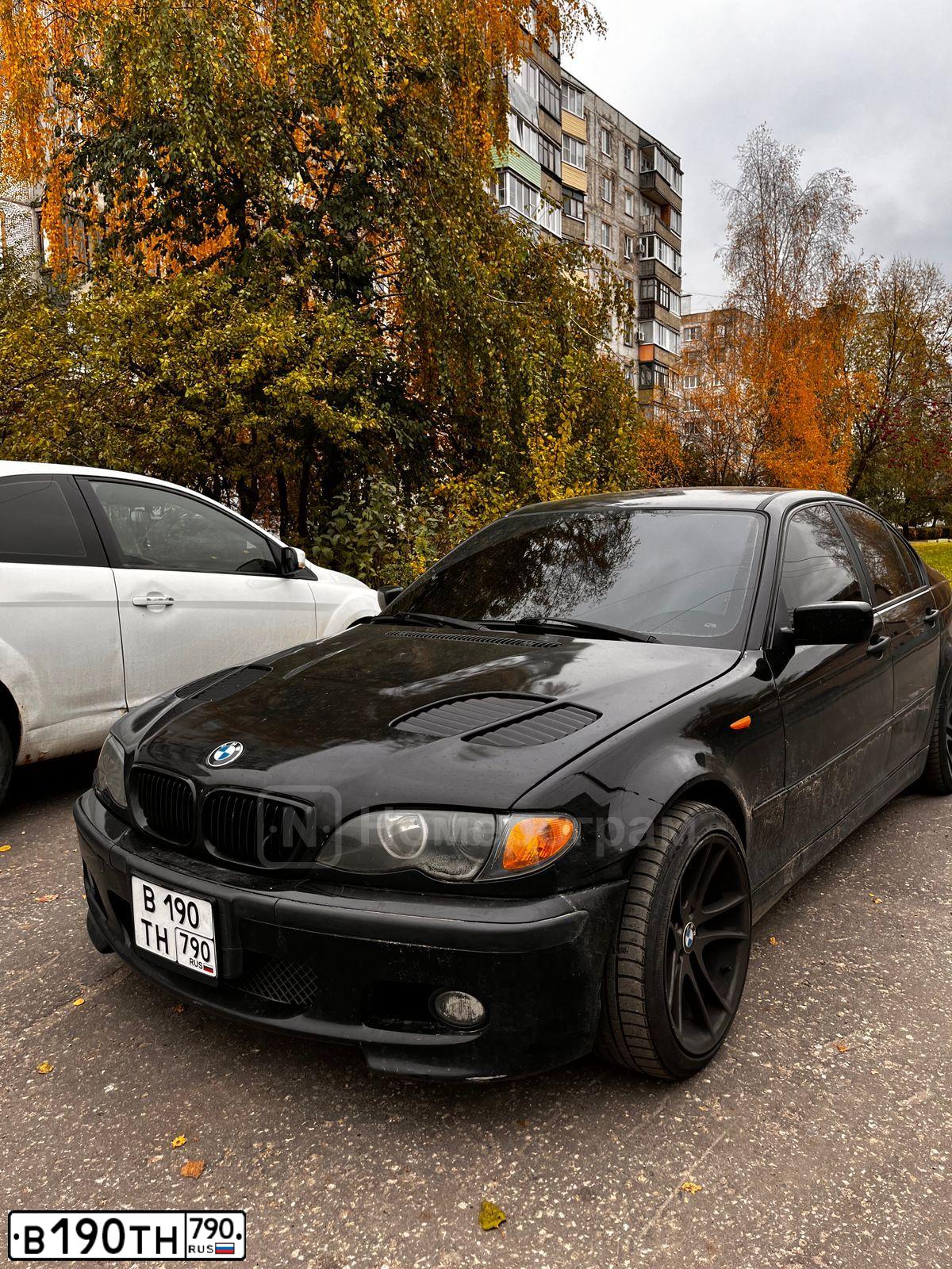 Фото автомобиля BMW SERIE 3, 2002 — госномер В190ТН790. Цвет: ЧЕРНЫЙ