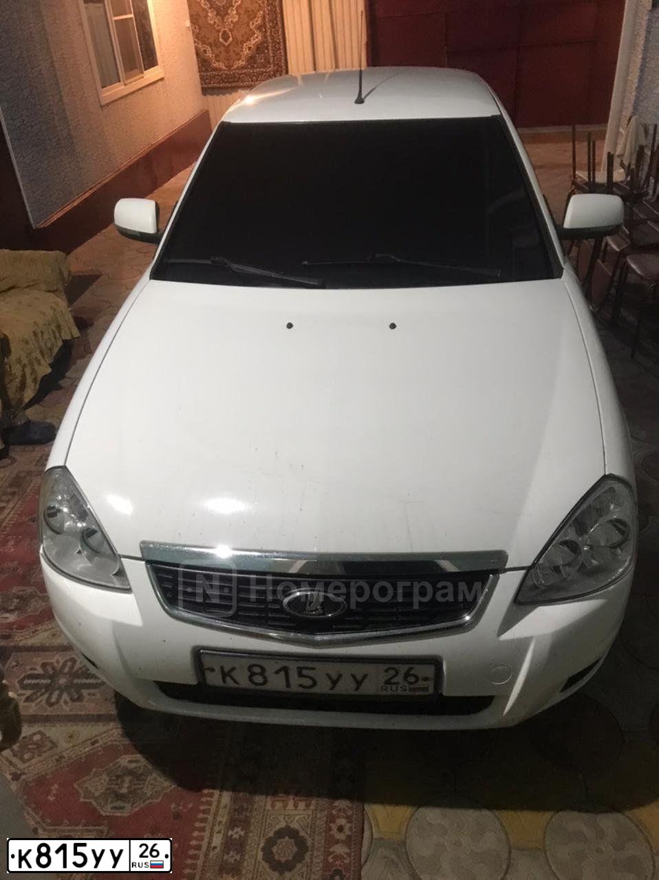 Фото автомобиля LADA 2170 PRIORA, 2013 — госномер К815УУ26. Цвет: Белый