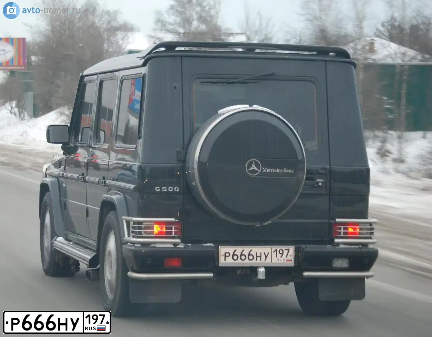 Фото автомобиля MERCEDES G-KLASSE, 2003 — госномер Р666НУ197. Цвет: ЧЕРНЫЙ