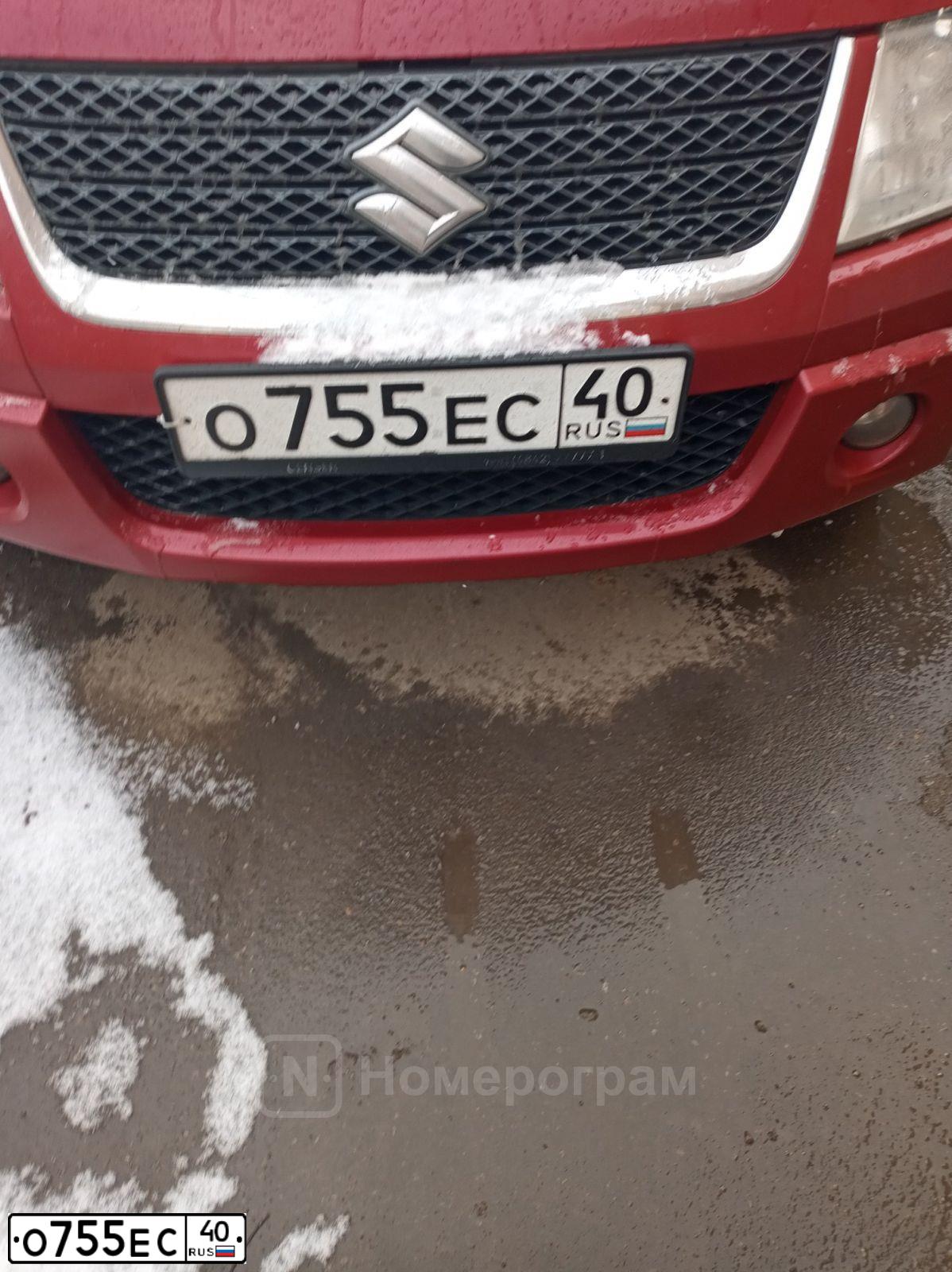 Фото автомобиля SUZUKI /GRAND/ VITARA, 2010 — госномер О755ЕС40. Цвет: КРАСНЫЙ