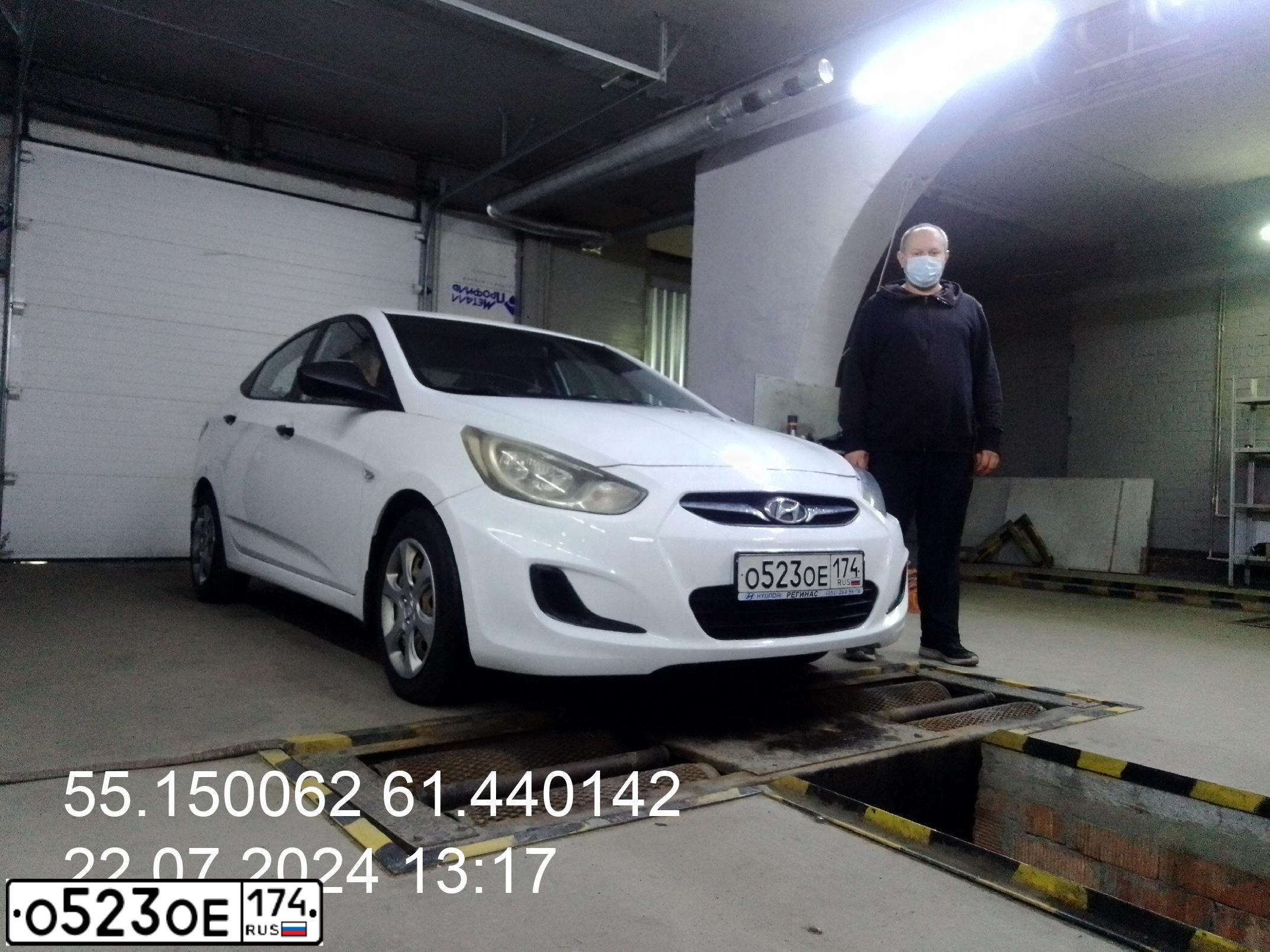 Фото автомобиля HYUNDAI SOLARIS, 2011 — госномер О523ОЕ174. Цвет: Белый