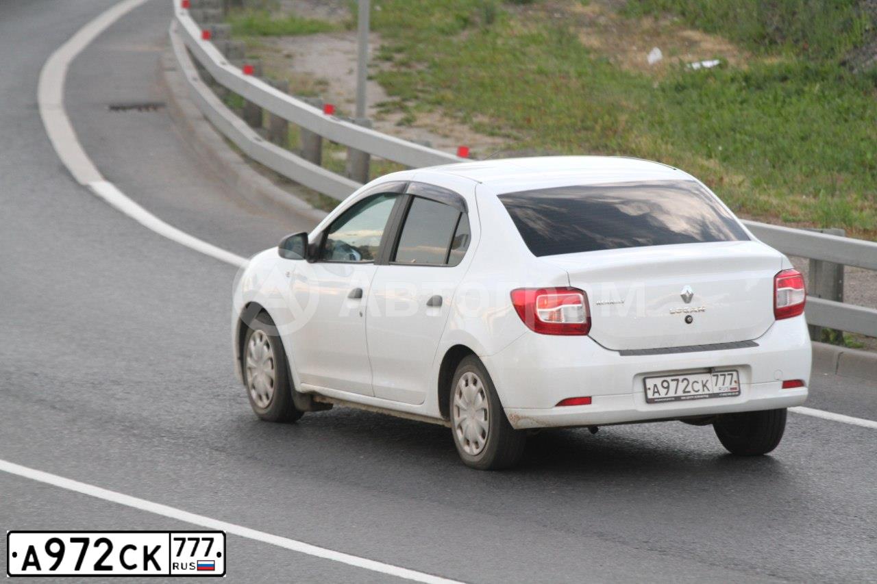 Фото автомобиля RENAULT LOGAN, 2016 — госномер А972СК777. Цвет: БЕЛЫЙ