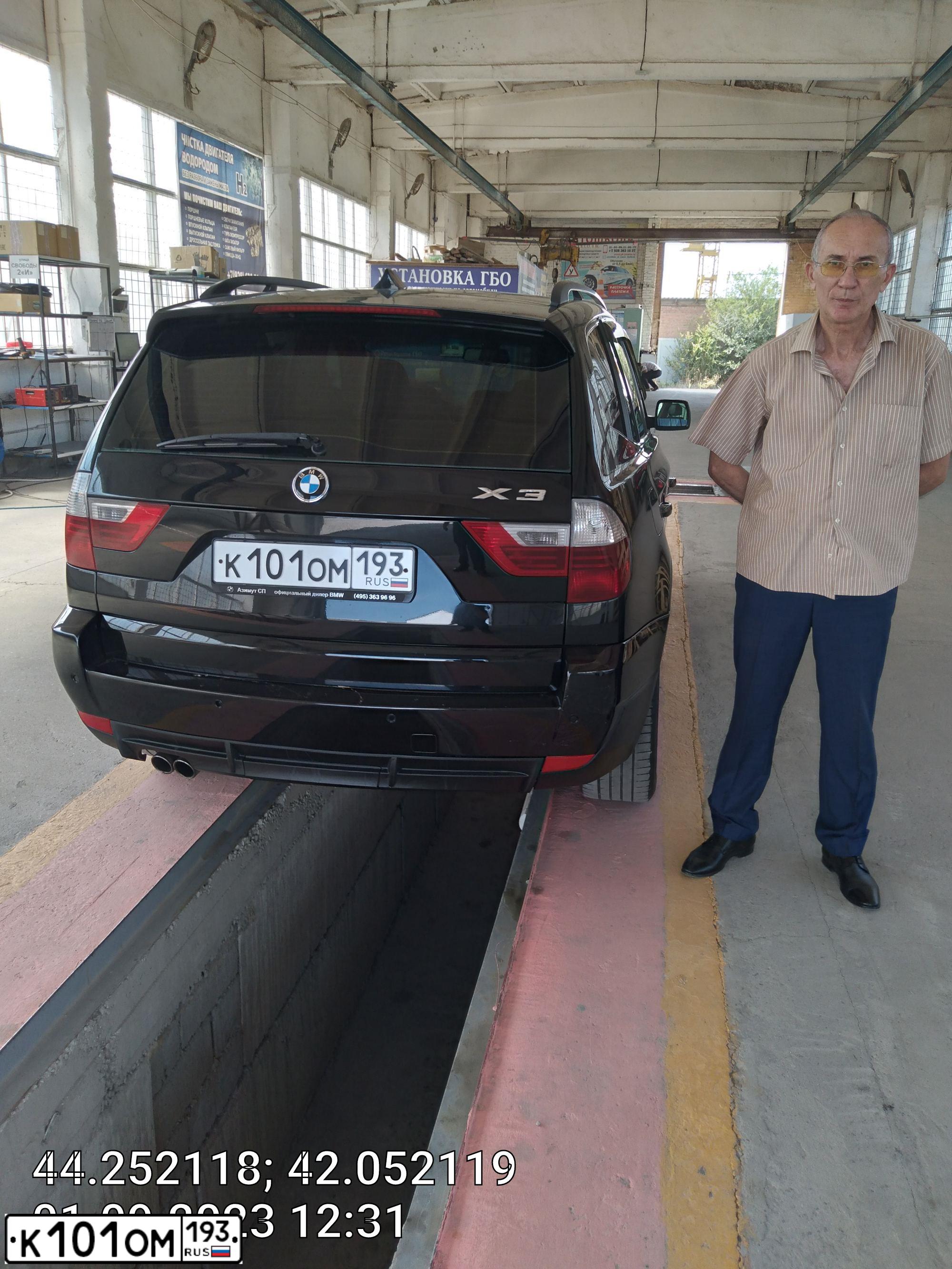 Фото автомобиля BMW X3, 2008 — госномер К101ОМ193. Цвет: ЧЕРНЫЙ