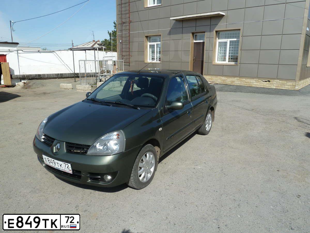 Фото автомобиля RENAULT SYMBOL, 2007 — госномер Е849ТК72. Цвет: Т.СЕРЫЙ