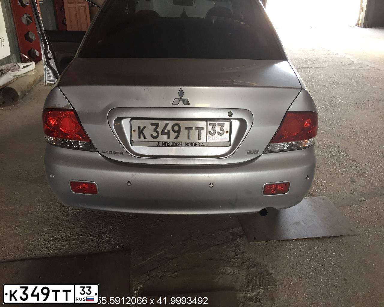 Фото автомобиля MITSUBISHI LANCER, 2005 — госномер К349ТТ33. Цвет: СЕРЕБРИСТЫЙ
