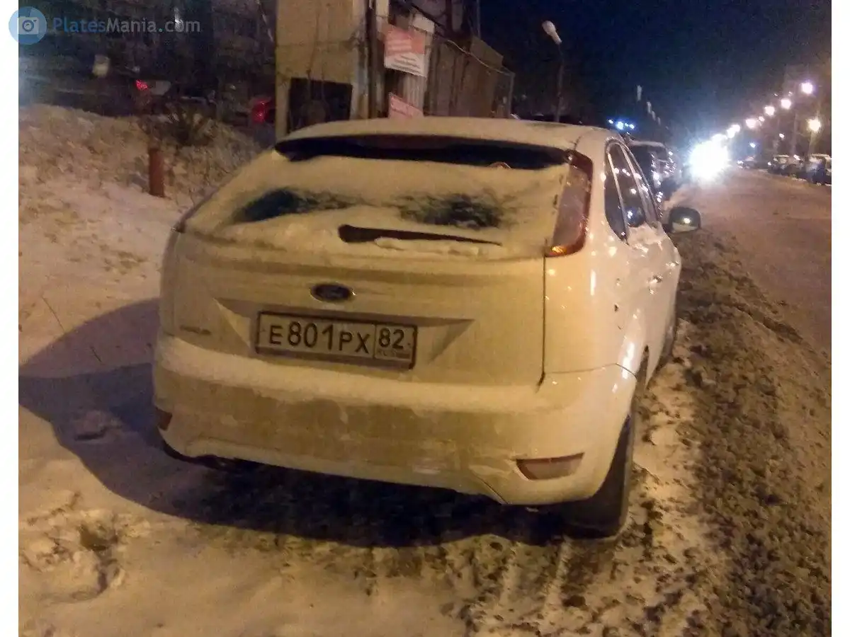 Фото автомобиля FORD D FOCUS, 2010 — госномер Е801РХ82. Цвет: БЕЛЫЙ