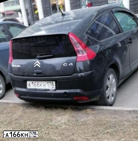Фото автомобиля CITROEN C4, 2007 — госномер А166КН178. Цвет: ЧЕРНЫЙ