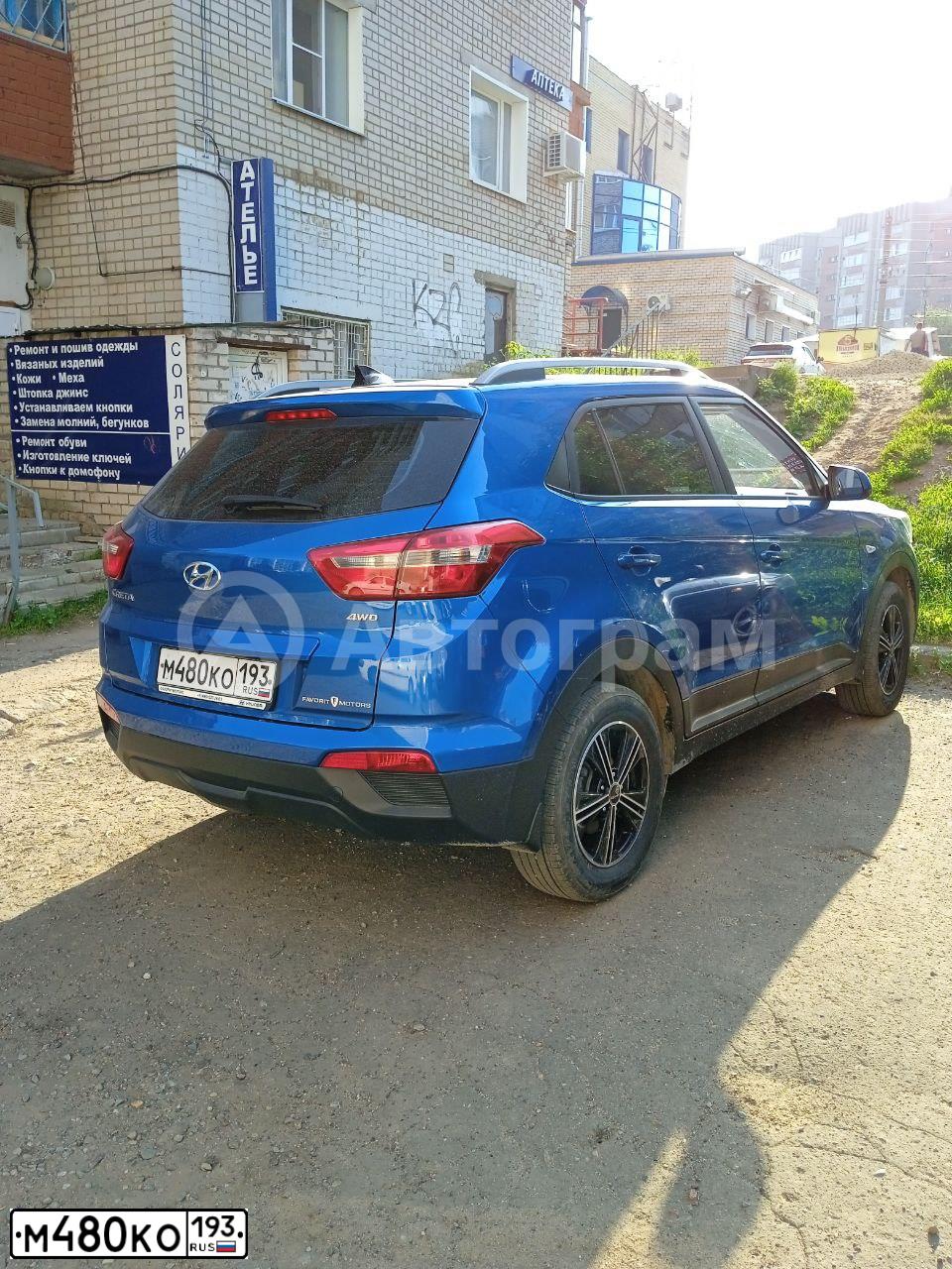 Фото автомобиля HYUNDAI CRETA, 2020 — госномер М480КО193. Цвет: синий