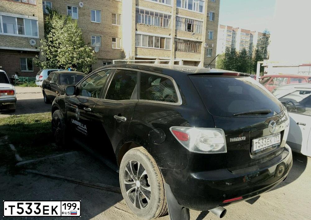 Фото автомобиля MAZDA CX-7, 2007 — госномер А021ХХ147. Цвет: ЧЕРНЫЙ