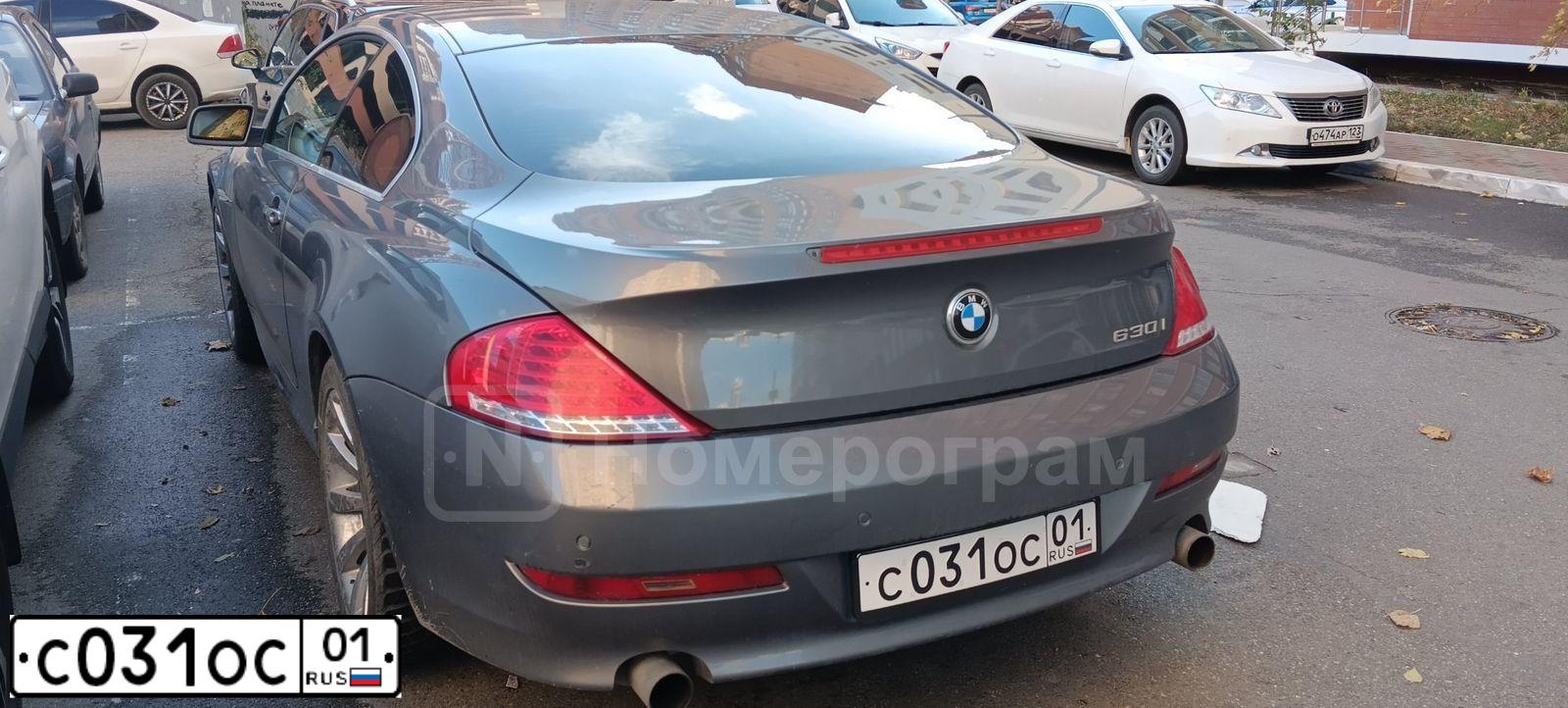 Фото автомобиля BMW SERIE 6, 2008 — госномер С031ОС01. Цвет: СЕРЫЙ
