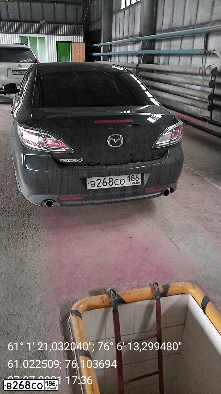 Фото автомобиля MAZDA 6, 2010 — госномер В268СО186. Цвет: ЧЕРНЫЙ