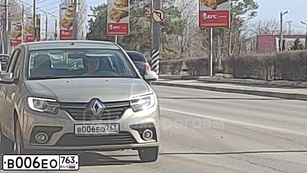 Фото автомобиля RENAULT T SANDERO, 2019 — госномер В006ЕО763. Цвет: БЕЖЕВЫЙ