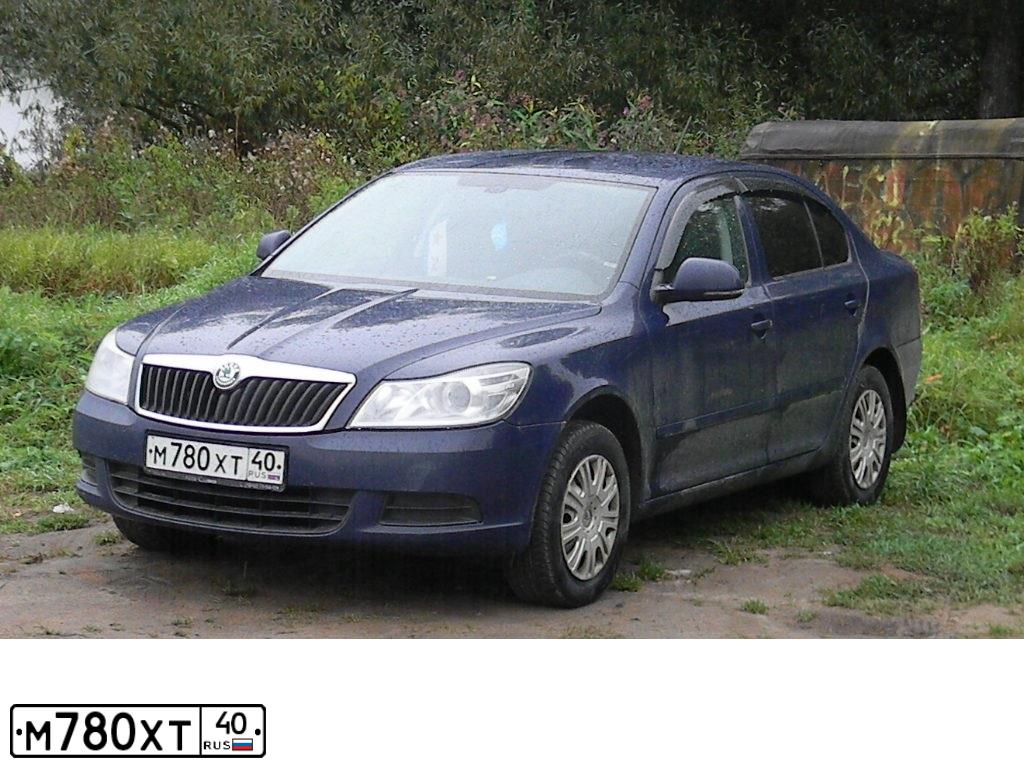 Фото автомобиля SKODA OCTAVIA, 2011 — госномер М780ХТ40. Цвет: ТЕМНО-СИНИЙ