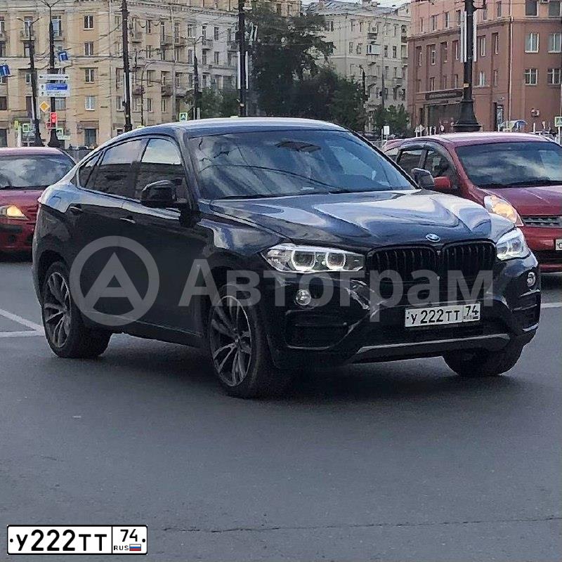 Фото автомобиля BMW X6, 2015 — госномер У222ТТ74. Цвет: ЧЕРНЫЙ