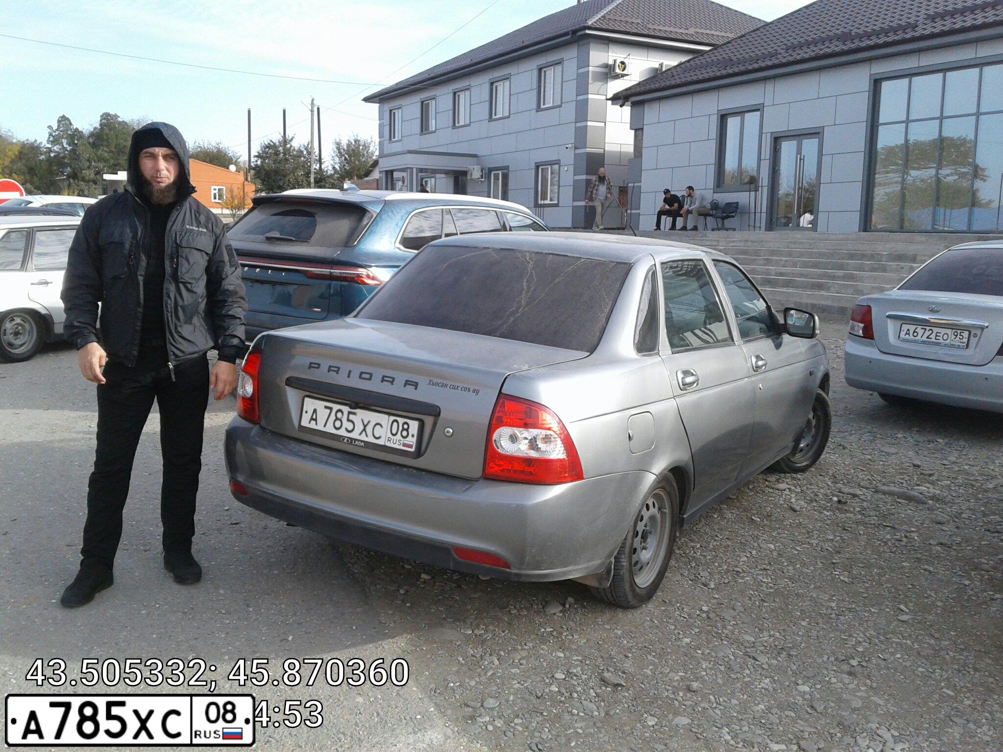 Фото автомобиля LADA 2170 PRIORA, 2010 — госномер А785ХС08. Цвет: СРЕДНИЙ СЕРО-ЗЕЛЕНЫЙ МЕТ.