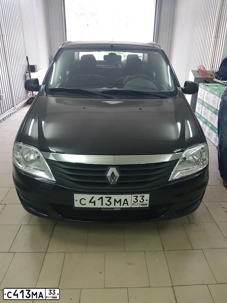 Фото автомобиля RENAULT LOGAN, 2011 — госномер С413МА33. Цвет: ЧЕРНЫЙ
