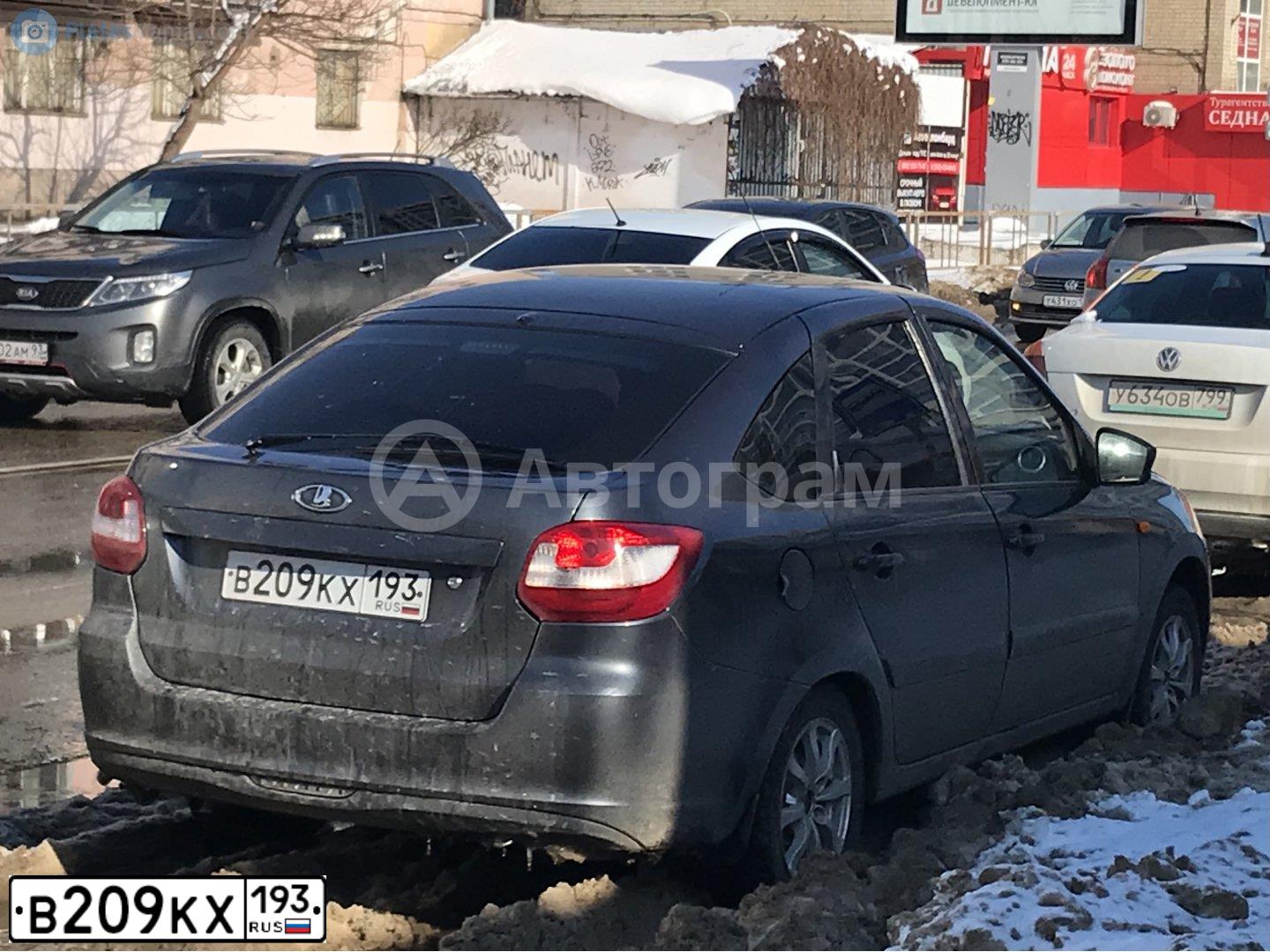 Фото автомобиля LADA 2191 GRANTA, 2016 — госномер В209КХ193. Цвет: СЕРЕБРИСТО-ТЕМНО-СЕРЫЙ