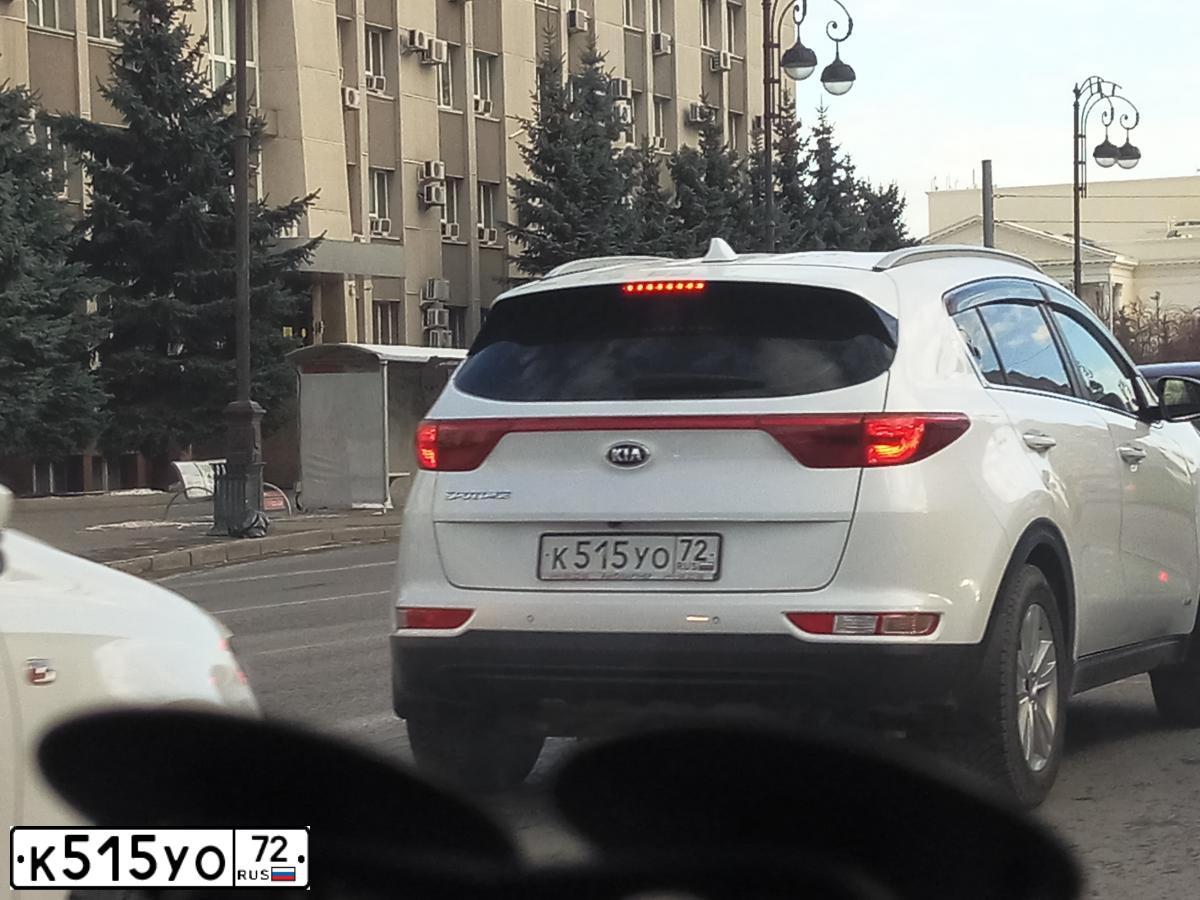 Фото автомобиля KIA SPORTAGE, 2011 — госномер К515УО72. Цвет: СЕРЫЙ