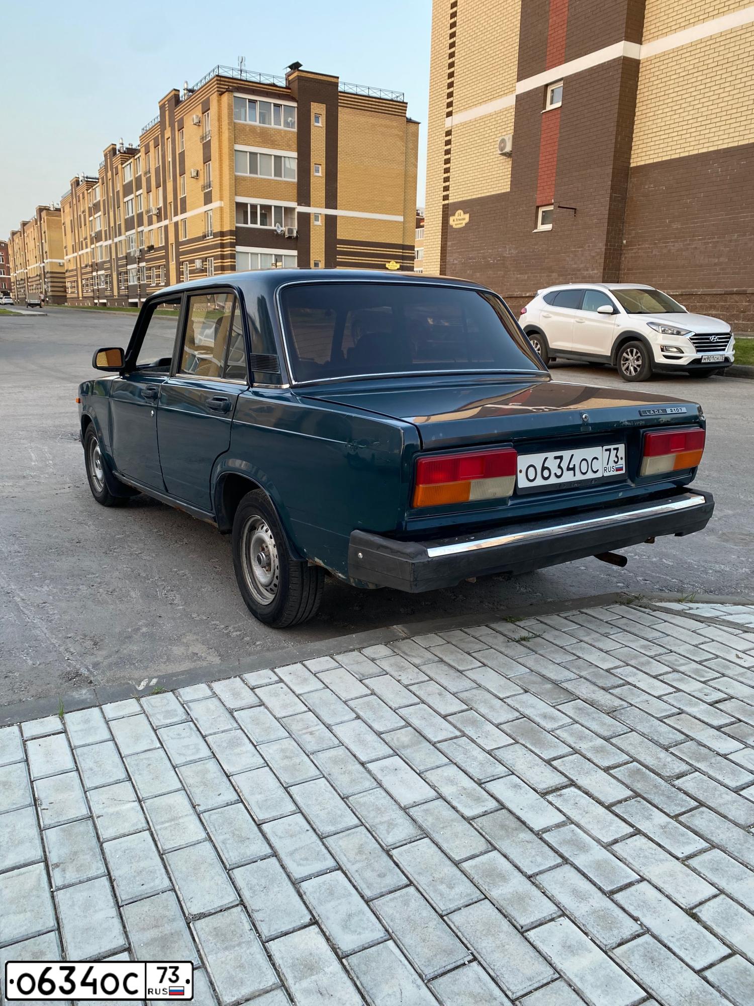 Фото автомобиля LADA 2107, 2005 — госномер О634ОС73. Цвет: ТЕМНО-ЗЕЛЕНЫЙ
