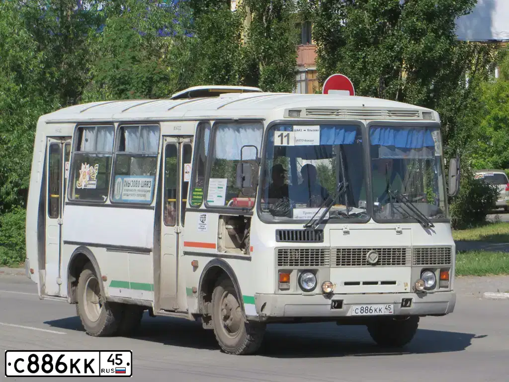 Фото автомобиля PAZ 3205, 2008 — госномер С886КК45. Цвет: Белый
