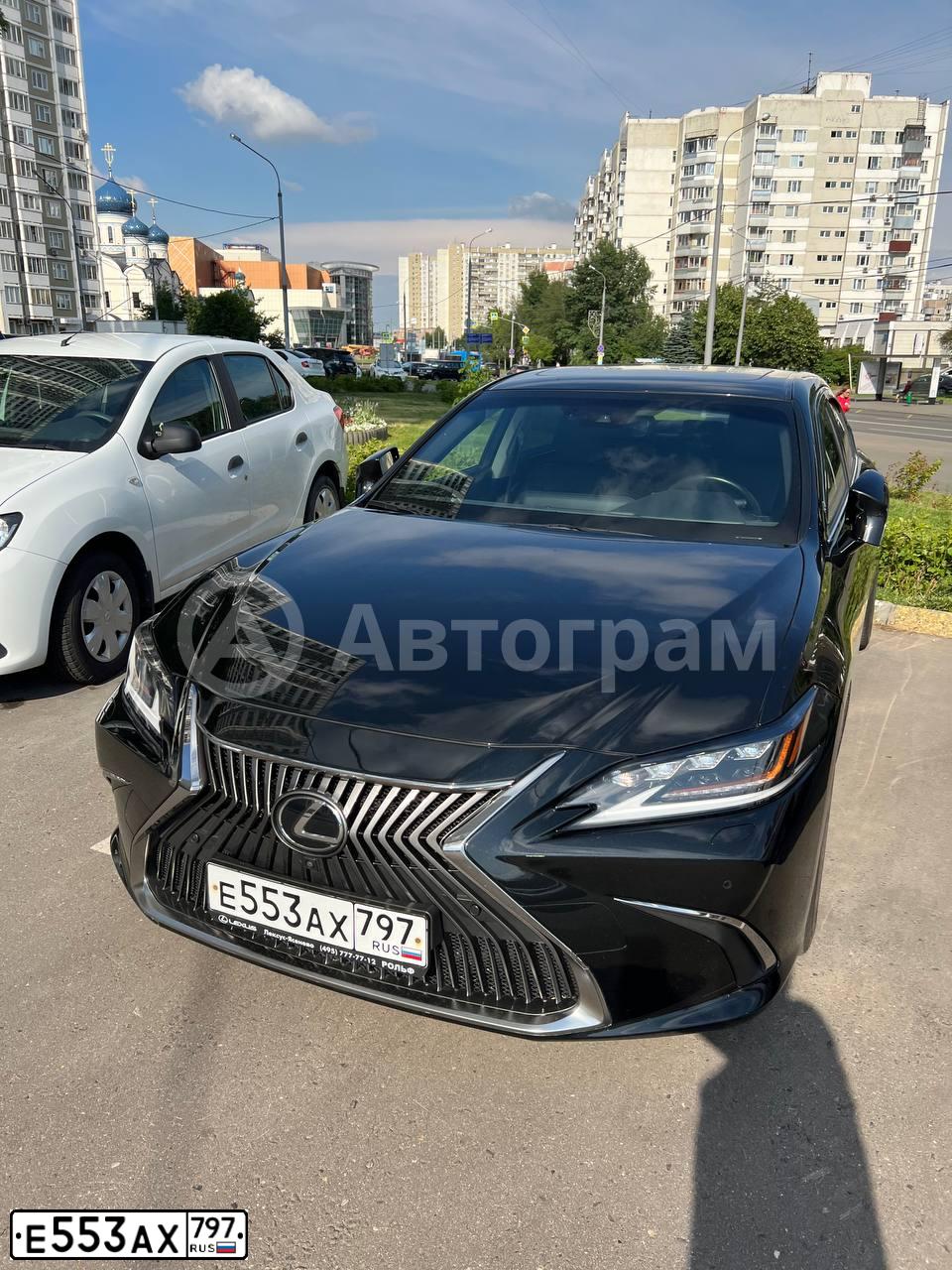 Фото автомобиля LEXUS ES, 2020 — госномер Е553АХ797. Цвет: ЧЕРНЫЙ