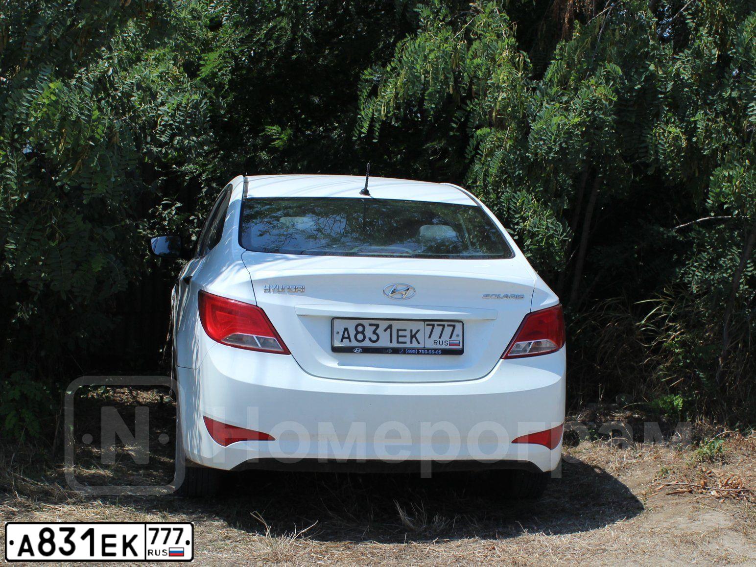 Фото автомобиля HYUNDAI SOLARIS, 2014 — госномер А831ЕК777. Цвет: Белый