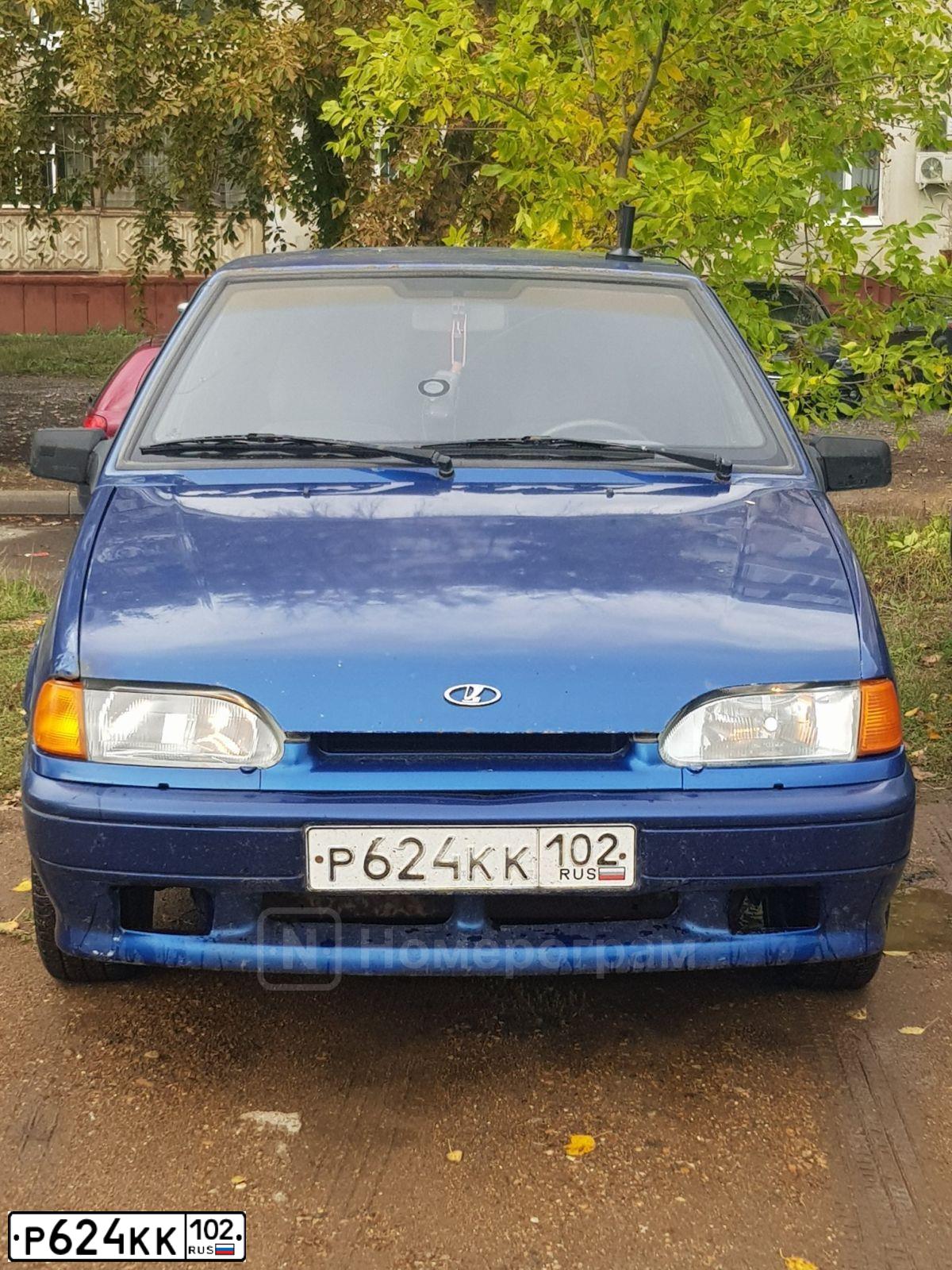 Фото автомобиля LADA 2114 SAMARA, 2007 — госномер Р624КК102. Цвет: СИНИЙ