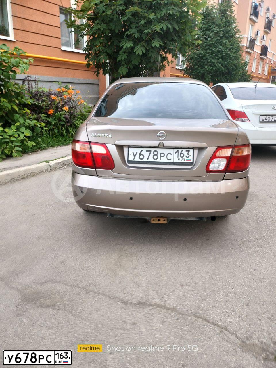 Фото автомобиля NISSAN ALMERA, 2005 — госномер У678РС163. Цвет: БЕЖЕВЫЙ