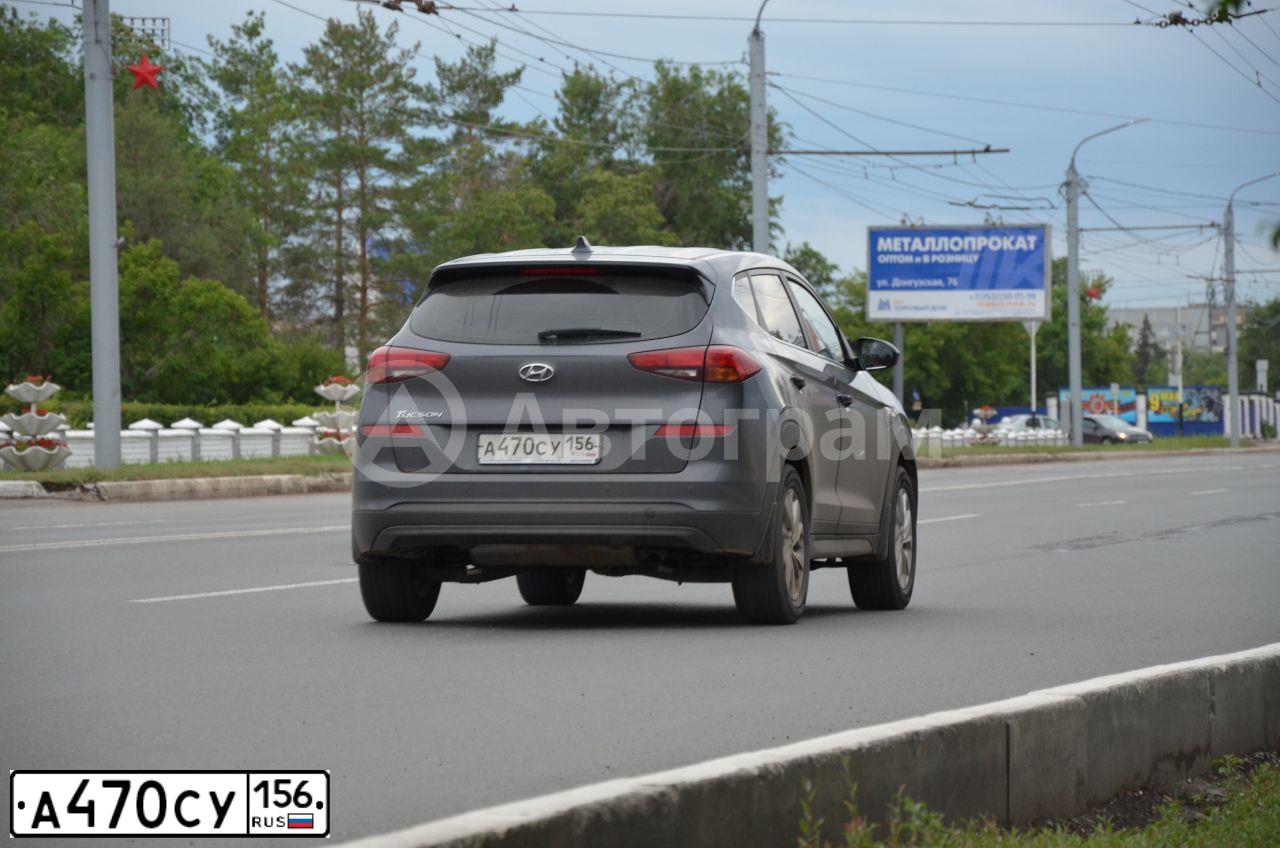 Фото автомобиля HYUNDAI TUCSON, 2018 — госномер А470СУ156. Цвет: Серый