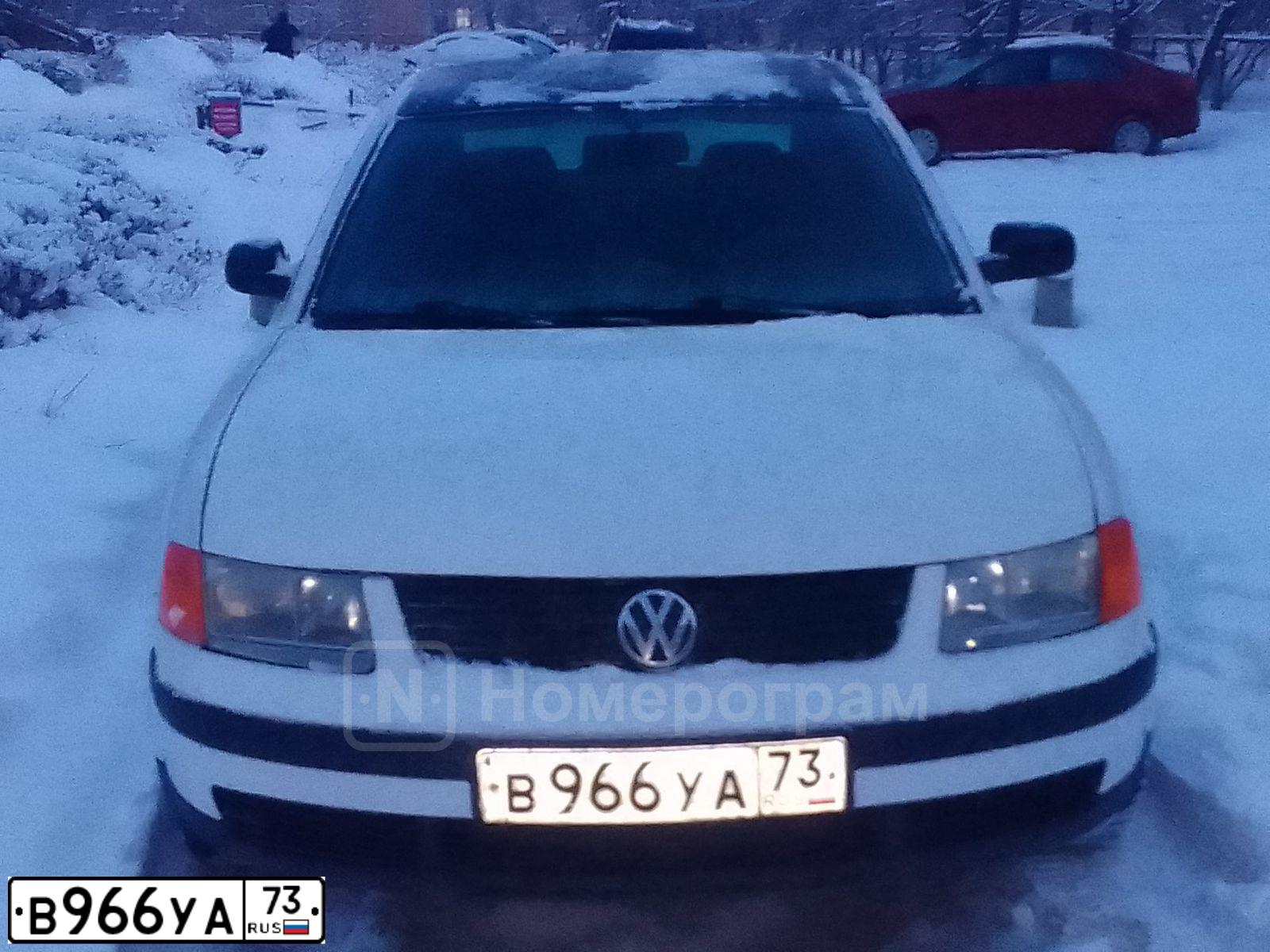 Фото автомобиля VOLKSWAGEN PASSAT, 1997 — госномер В966УА73. Цвет: Белый