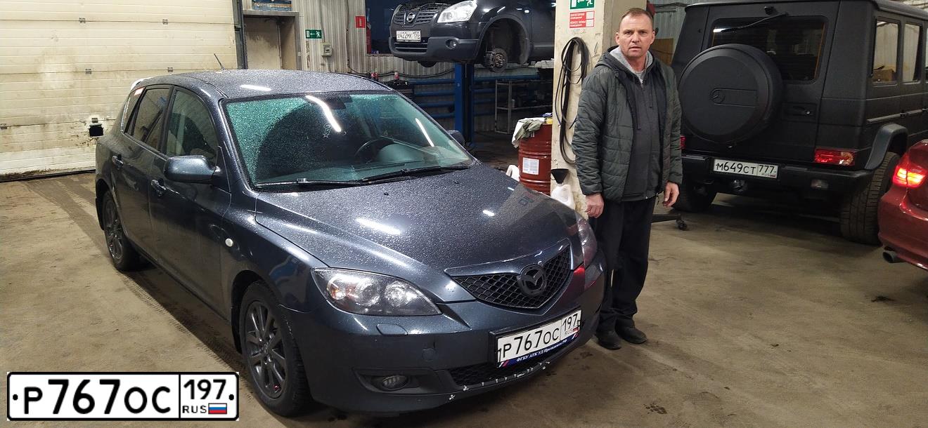 Фото автомобиля MAZDA 3, 2008 — госномер Р767ОС197. Цвет: СЕРЫЙ