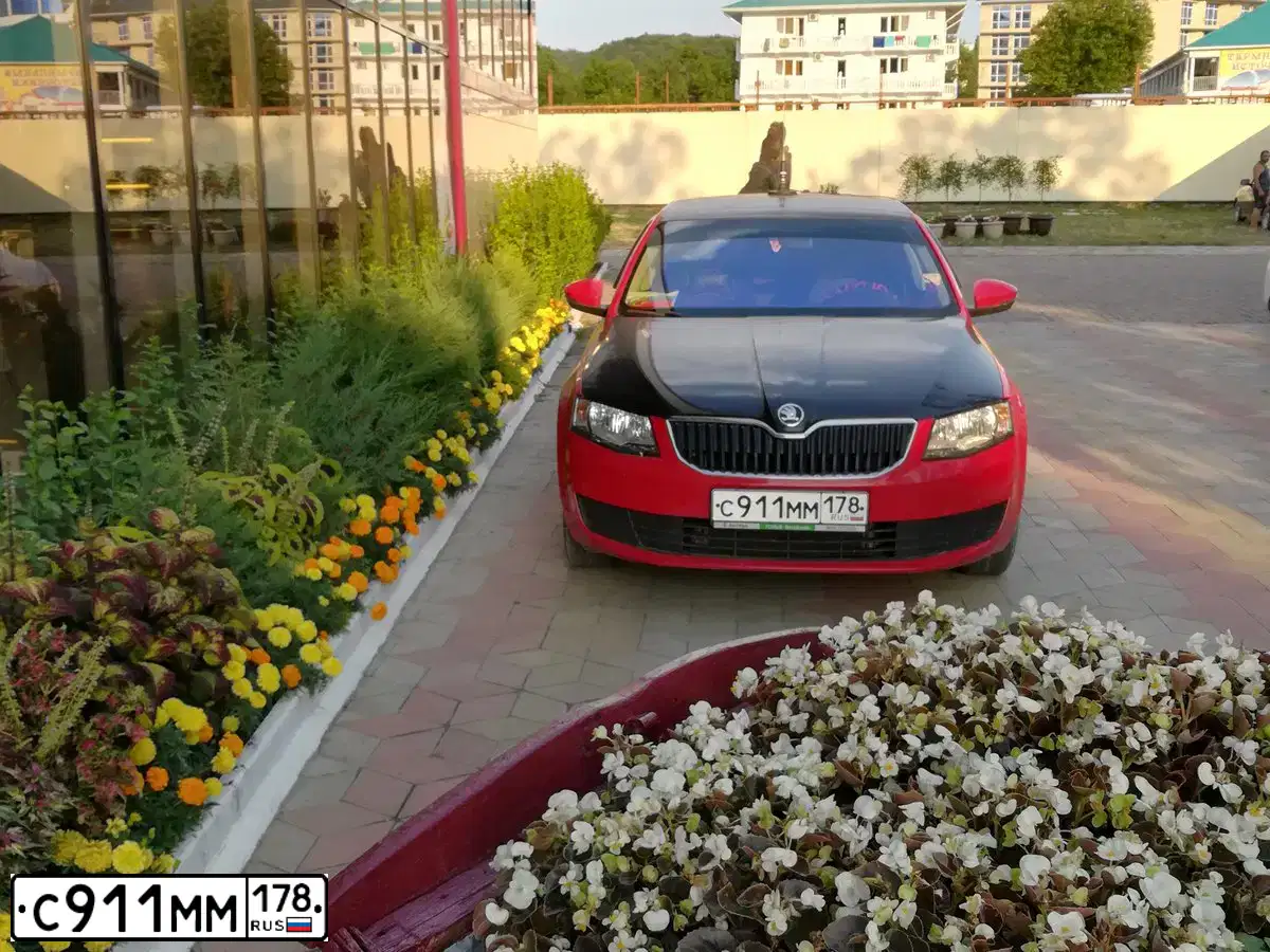 Фото автомобиля SKODA OCTAVIA, 2015 — госномер С911ММ178. Цвет: Красный