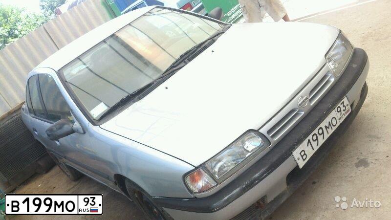 Фото автомобиля NISSAN PRIMERA, 1991 — госномер В199МО93. Цвет: СЕРЕБРИСТЫЙ